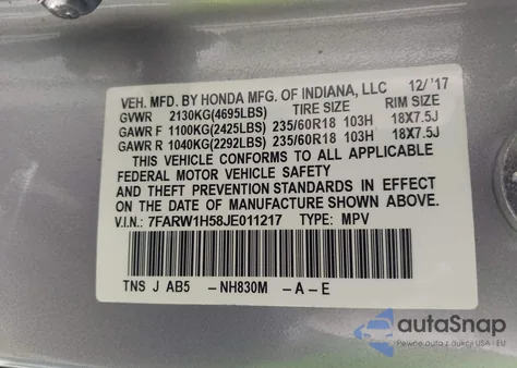 2018 Honda Cr-V Ex z USA, uszkodzony, nr VIN 7FARW1H58JE011217